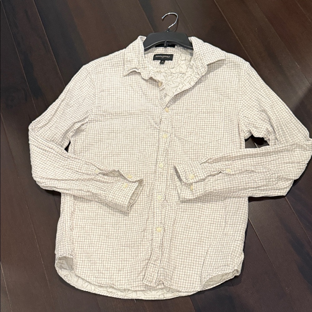 Banana Republic Light Beige Plaid Shirt